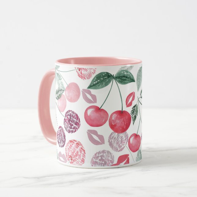 Caneca Na moda de fruta de cereja vermelha (Frente Esquerda)
