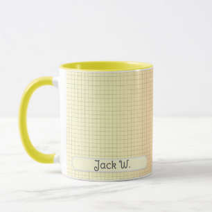 Caneca Na moda de Padrão de Grelha Amarelo Mug Personaliz