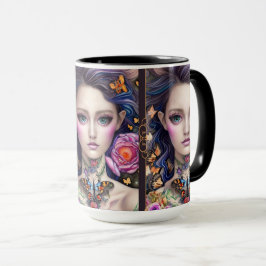 Caneca Na moda Fantasy Butterfly Girl com Necklace Mug