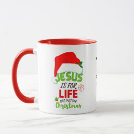 Caneca Na moda JESUS É A VIDA, não só para o Natal