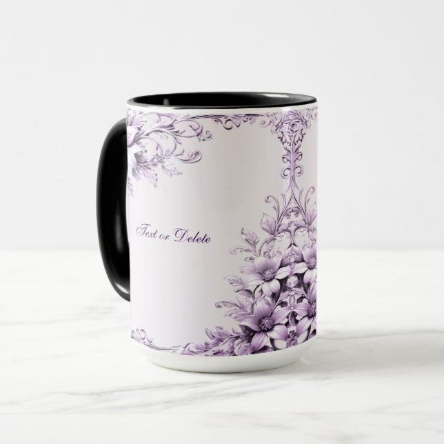 Caneca Na moda Purple Flowers Mug (Frente Esquerda)