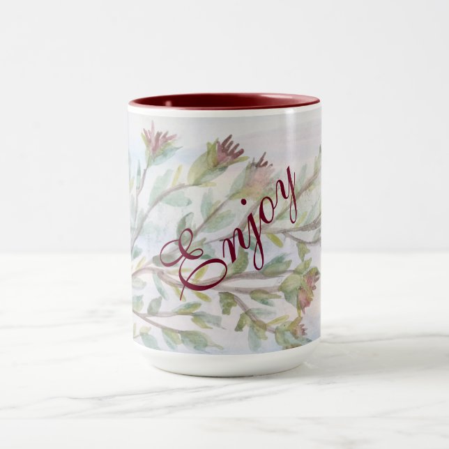 Caneca Na moda Turquesa E Turfa Borgonha (Centro)