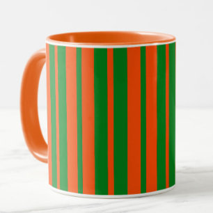 Caneca Na moda Verde Laranja - Padrão de faixa Design