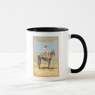 Caneca Nacional de Yellowstone do vaqueiro a cavalo -