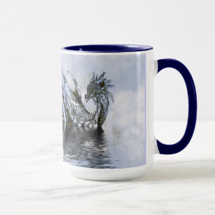 Caneca Nadador Dragão Nuvens Azul Céu Design