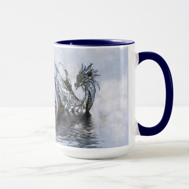 Caneca Nadador Dragão Nuvens Azul Céu Design (Direita)