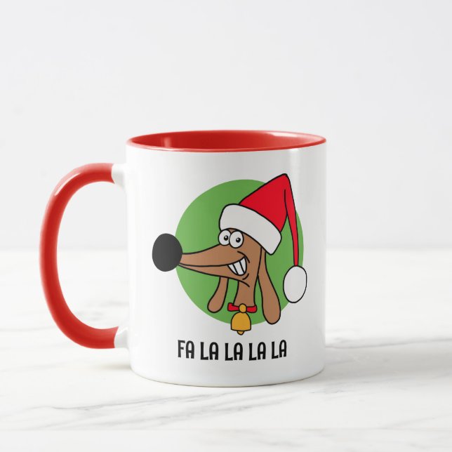 Caneca Nadal alegre Dachshund  (Esquerda)