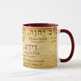 CANECA NÁHUM 1:7 HEBREW MUG