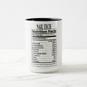 Caneca Nail Tech Nutrition Facts Mug