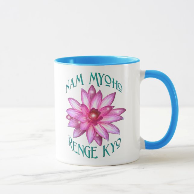 Caneca Nam Myoho Renge Kyo com design da flor de Lotus (Direita)