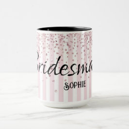 Caneca Nam Pink & White Stripes Glitter Mug