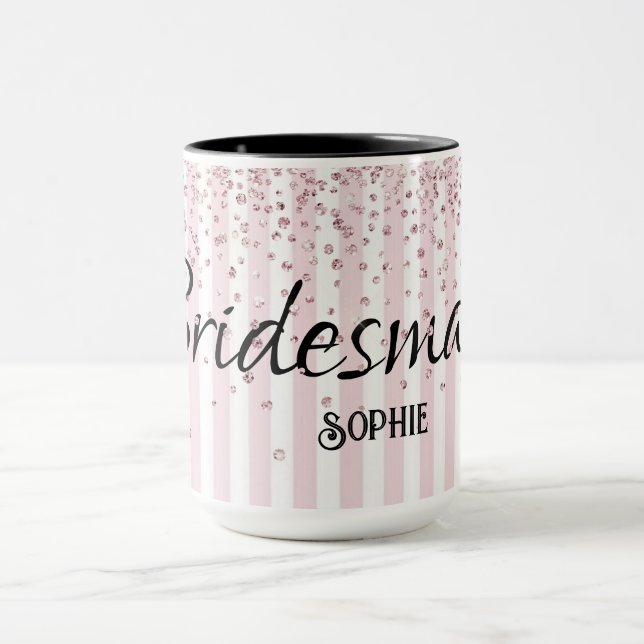 Caneca Nam Pink & White Stripes Glitter Mug (Centro)