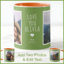 Caneca Namorada Amor Você Fotos Moderno Verde C111 Branco