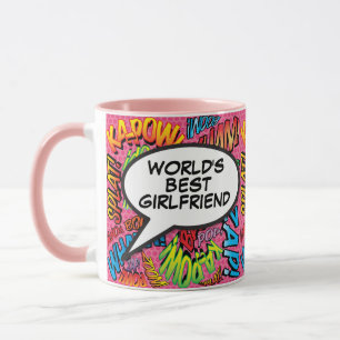 Caneca Namorada Diversão Retro Cômica Rosa Menina Melhor 
