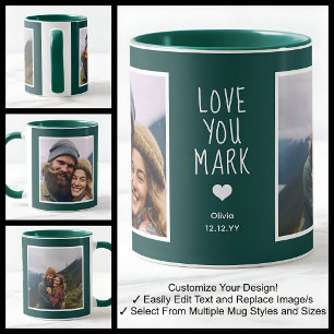 Caneca Namorado Amor Você Fotos Moderno Verde C21 & Branc
