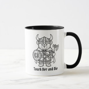 Caneca Namorado Livresco Viking Tocar Nele e Morrer Urso