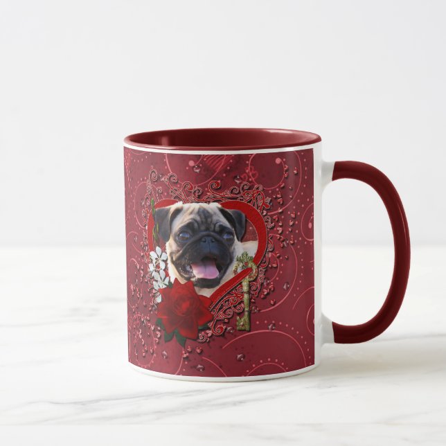 Caneca Namorados - chave a meu coração - Pug (Direita)