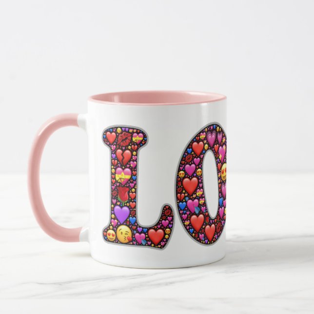 Caneca Namorados de Amor Rosa Emoji (Esquerda)