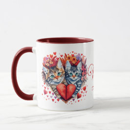 Caneca Namorados de aquarela felinos com amor