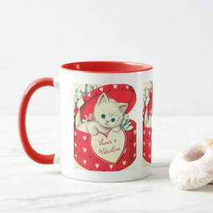 Caneca Namorados de gato retrô bonito