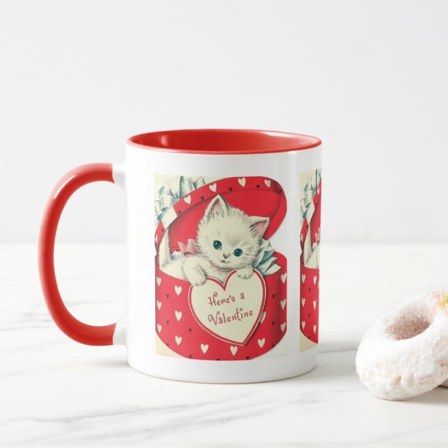 Caneca Namorados de gato retrô bonito (Com Donut)
