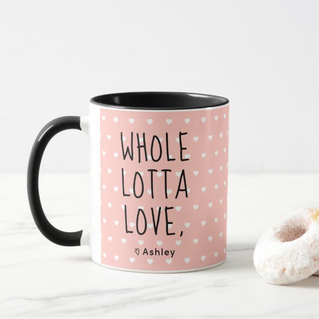 Caneca Namorados Inteiro Com Amor Corações Rosa (Com Donut)