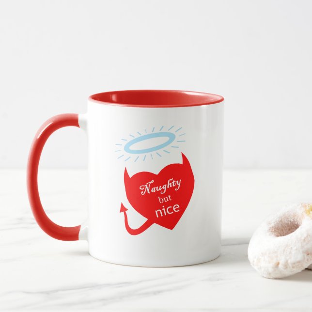 Caneca Namorados Maluco Mas Belo Coração Anjo do Diabo (Com Donut)