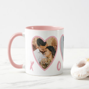 Caneca Namorados modernos Blush Pink Heart Mug Foto