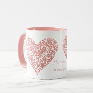 Caneca Namorados Personalizado de Lista de Arquivos Rosa-