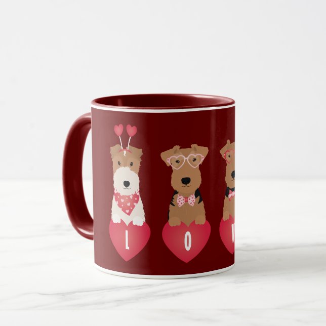 Caneca Namorados Welsh Wire Fox Terrier Dogs (Frente Esquerda)