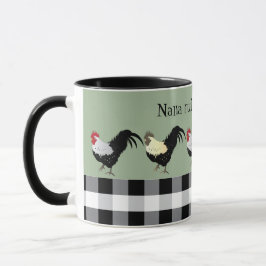 Caneca Nana Rule's the Roost Rooster Black White Name