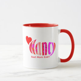 Caneca "Nancy" personalizada em rosa vermelho, laranja e