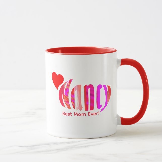Caneca "Nancy" personalizada em rosa vermelho, laranja e  (Direita)