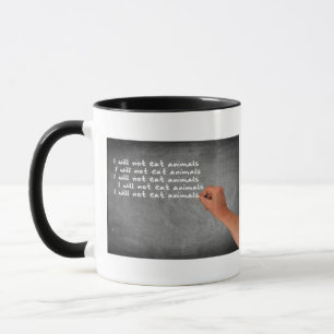 Caneca Não Comerei Animais Escritos Em Quadro Negro