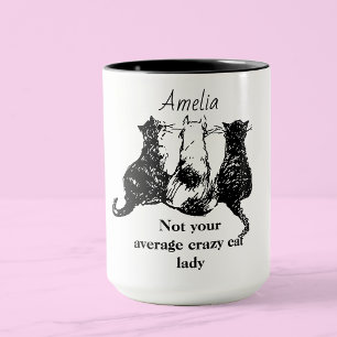Caneca Não é o seu gato maluco médio Lady Personalizada