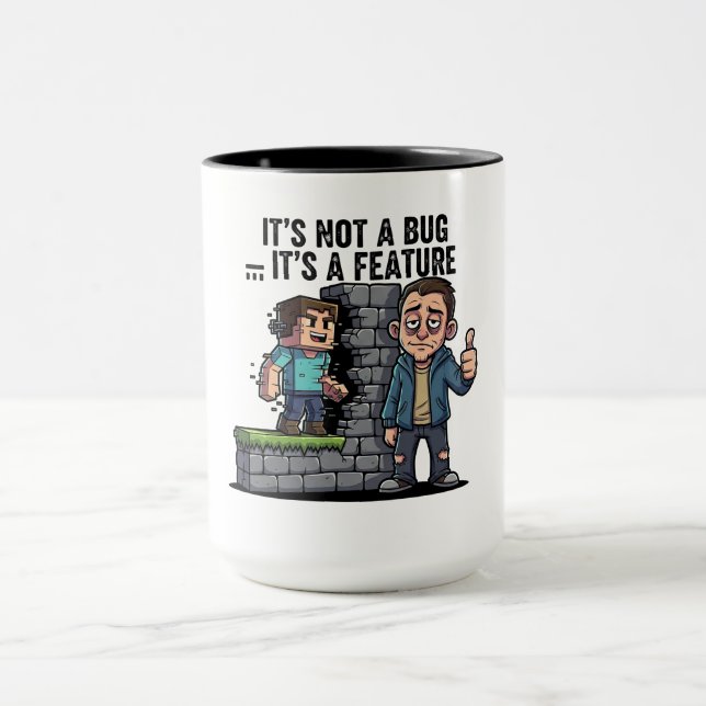 Caneca Não é um Bug é uma Funcionalidade Coder (Centro)