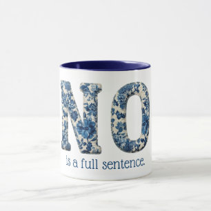Caneca Não é uma Frase Completa Empoderamento Azul Floral