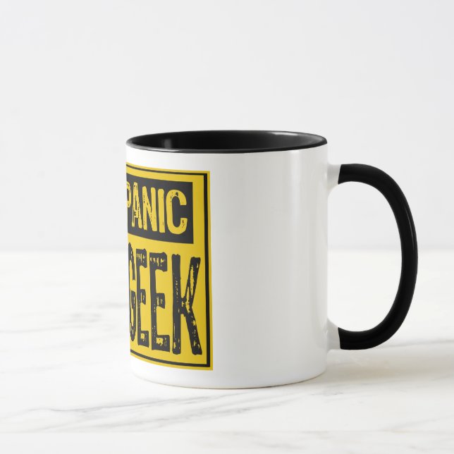 Caneca Não Entrar em Pânico - Sou um Geek - Amarelo/Preto (Direita)