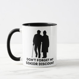 Caneca Não Esqueça Meu Desconto de Idoso Engraçado