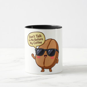 Caneca "Não Fale Comigo" de Feijão de Café Cartoon