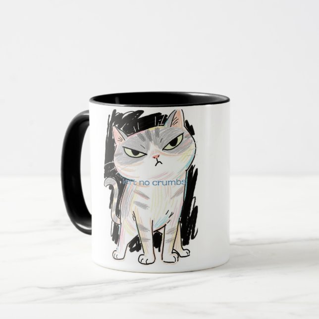 Caneca "Não há migalhas" Sassy Cat Mug (Frente Esquerda)