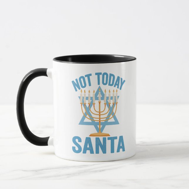 Caneca Não hoje Papais noeis judeus Hanukkah Holiday Meno (Esquerda)