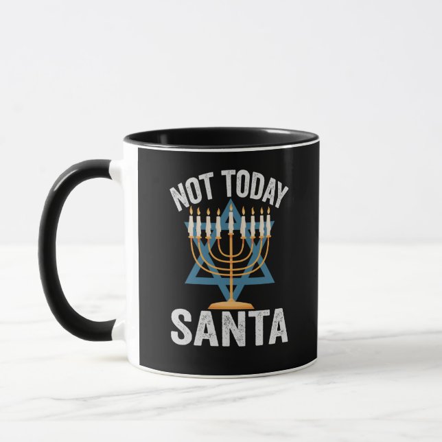 Caneca Não hoje Papais noeis judeus Hanukkah Holiday Meno (Esquerda)