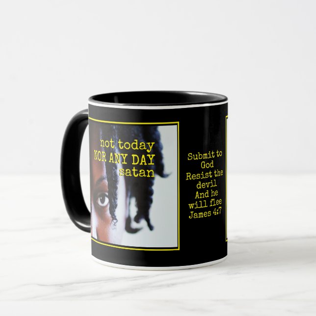 Caneca NÃO HOJE SATÃ | Mulher Negra Forte (Frente Esquerda)
