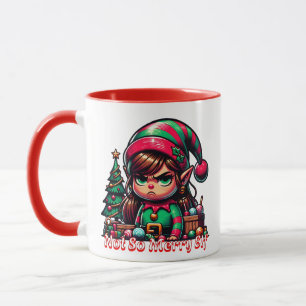 Caneca Não Muito Feliz Elf De Natal Personalizado Engra