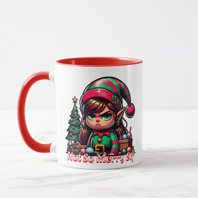 Caneca Não Muito Feliz Elf De Natal | Personalizado Engra (Esquerda)
