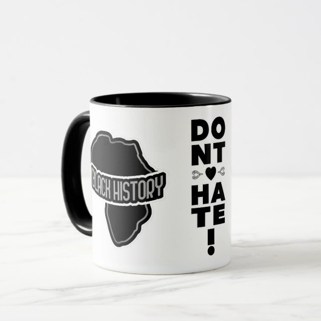 Caneca Não Odeie a História Negra em BRANCO (Frente Esquerda)