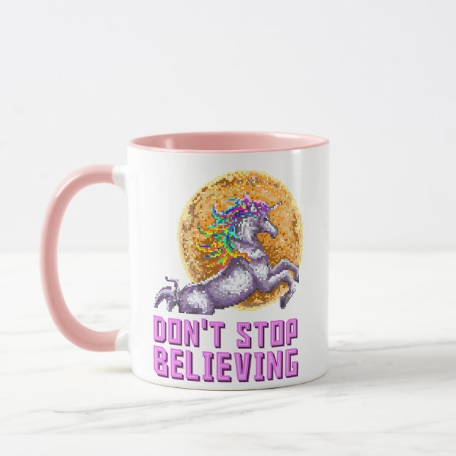 Caneca Não Pare de Acreditar Arco-Íris Unicórnio (Esquerda)