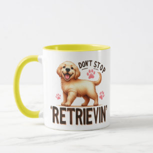 Caneca Não Pare de Buscar Cão Engraçado Retriever Dourado