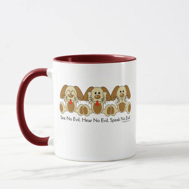 Caneca Não veja nenhum filhote de cachorro mau (Esquerda)